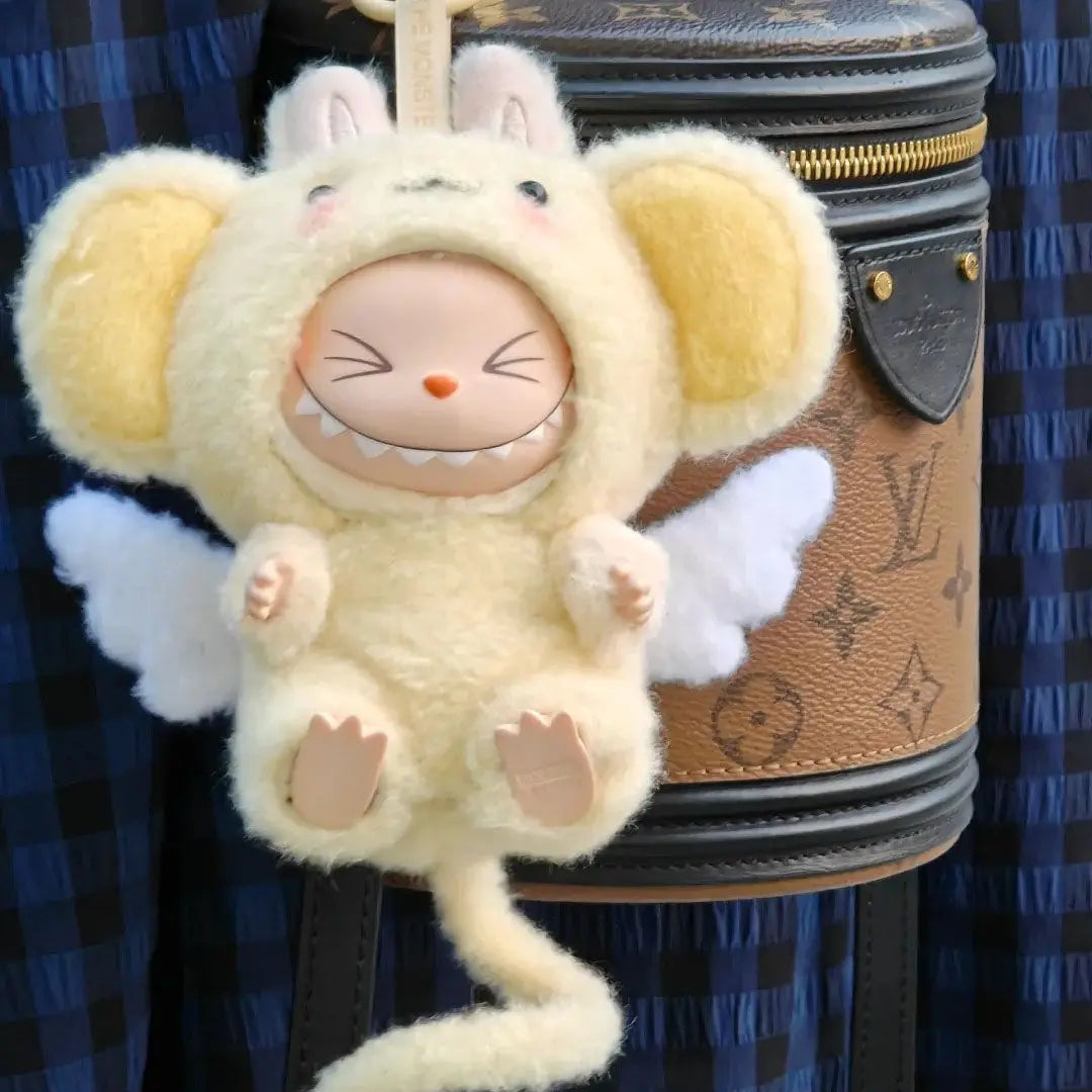 V2 Labubu party kid costume set with a 17cm vinyl figurine head cover and a Labubu costume change (no doll)