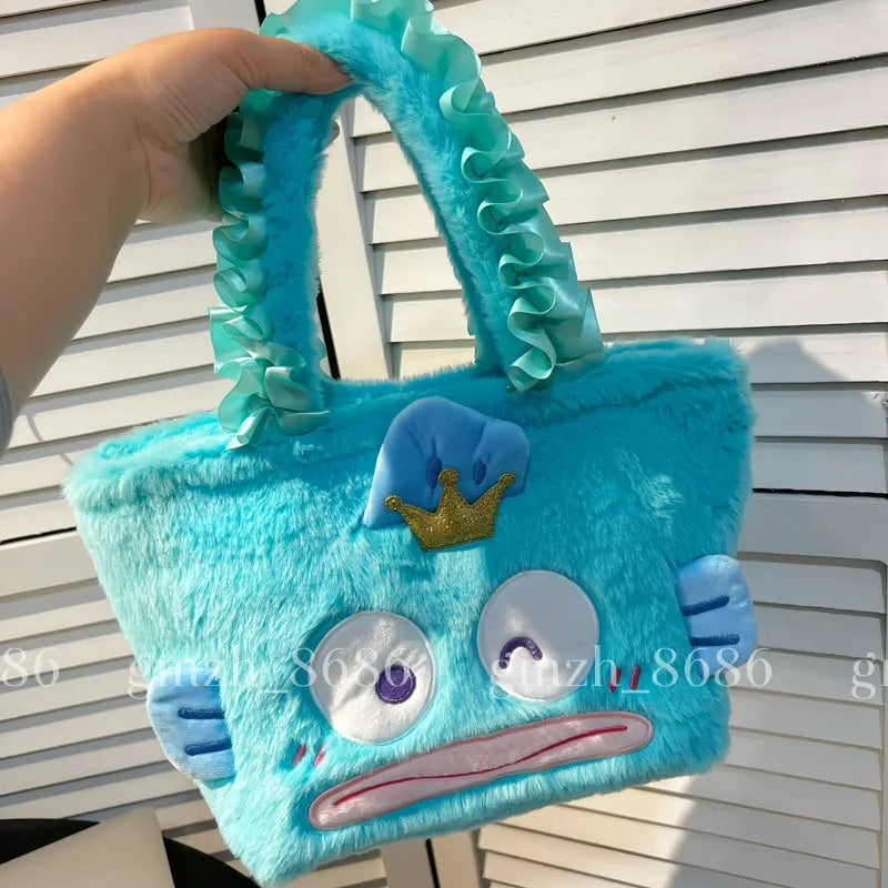 Cartoon Hangyodon Handbag Lovely Japanese Style Plush Bag Bento Bag Shopping Bag Cute Anime Cosmetic Bag High-capacity Girl