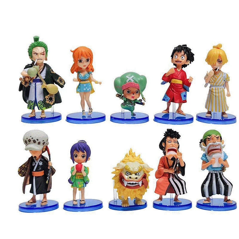 10Pcs/set One Piece Anime Figure Luffy Sanji Nami Zoro Chopper Frank Robin PVC Action Figure Model Children Dolls Gift Toys