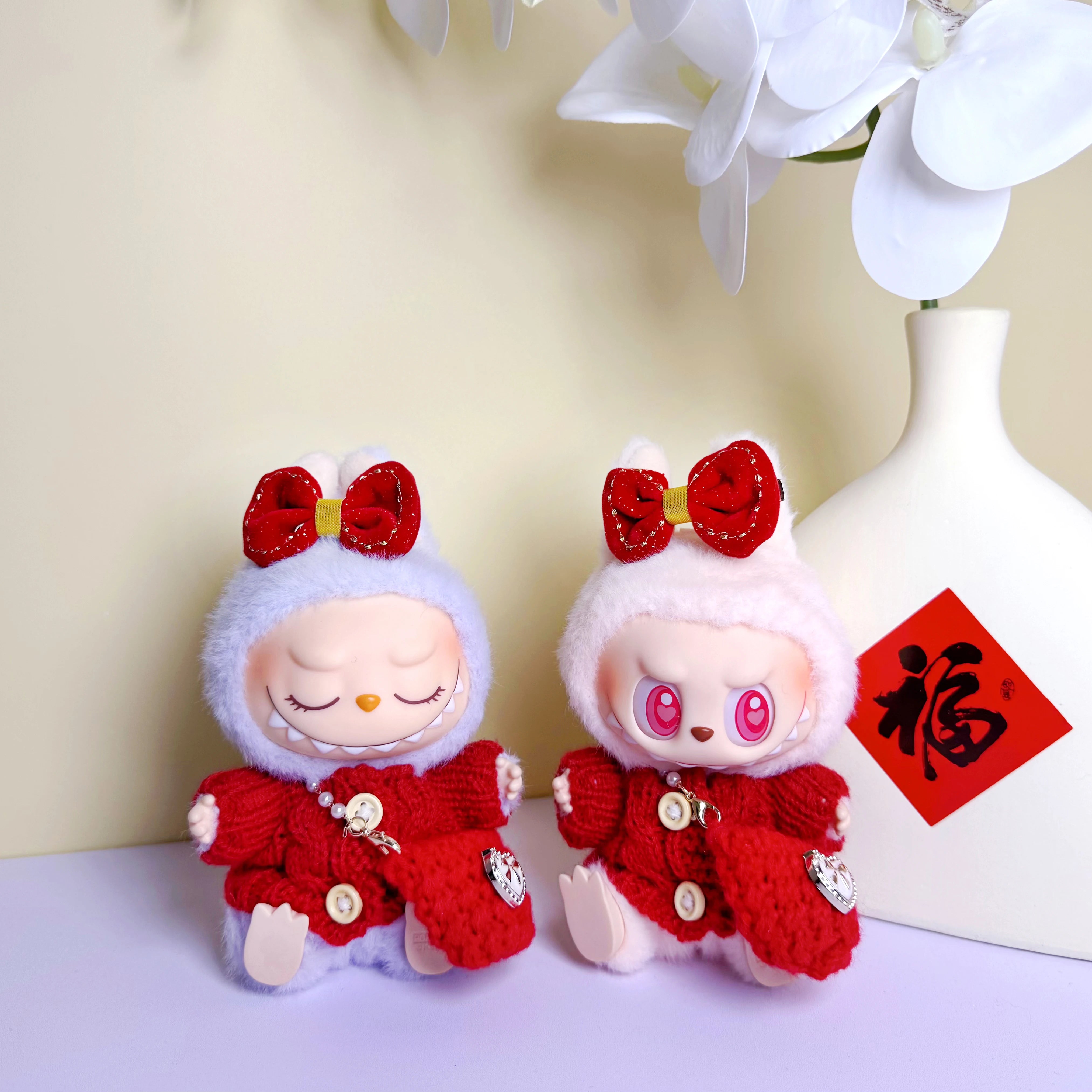 17cm labubu clothes outfit Plush doll clothes Macaron Cute Clothing DIY Kid Gift  Dog Clothes Hair accessories v1 v2 clothes
