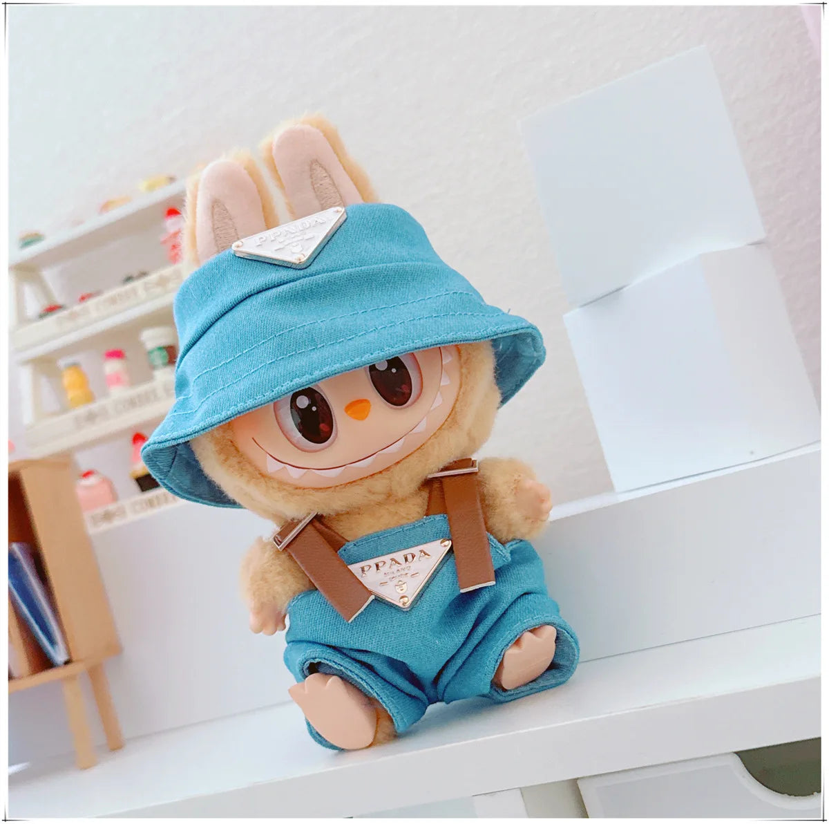The first and second generations of Labubu only sell 17cm seated party clothes accessories inverted triangle workwear fashion (No Doll)