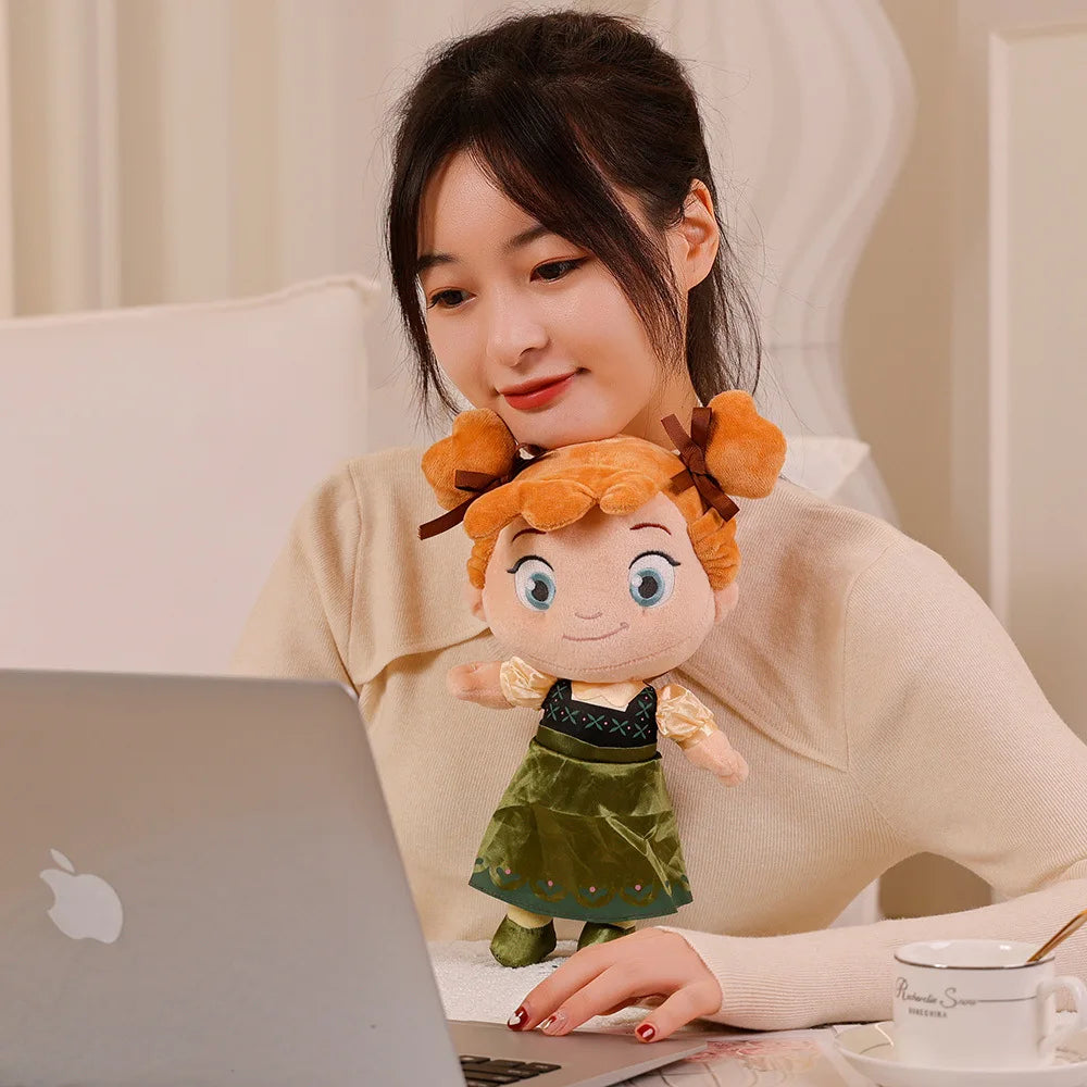30cm Cute Q-version Mermaid Princess Elsa Cloth Plushier Doll Girl Doll Anna Plush Toy Children's Gift Childhood