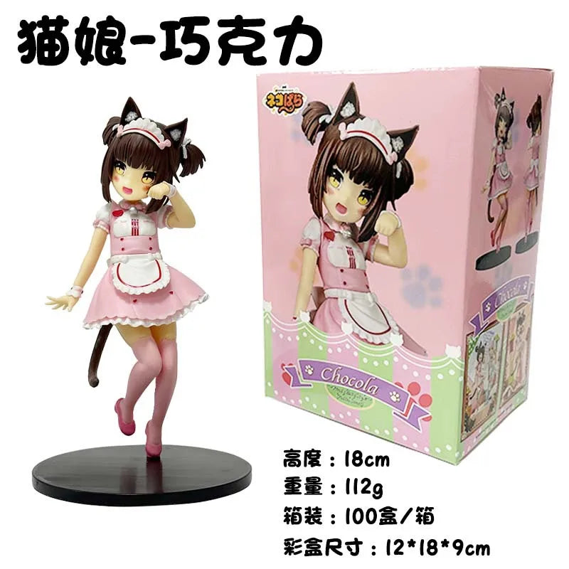 18CM Cat Maid Anime NEKOPARA Figure Chocolates Vanilla Cute Pretty Cat Style Model PVC Static Child Toys Collectible Gift Doll