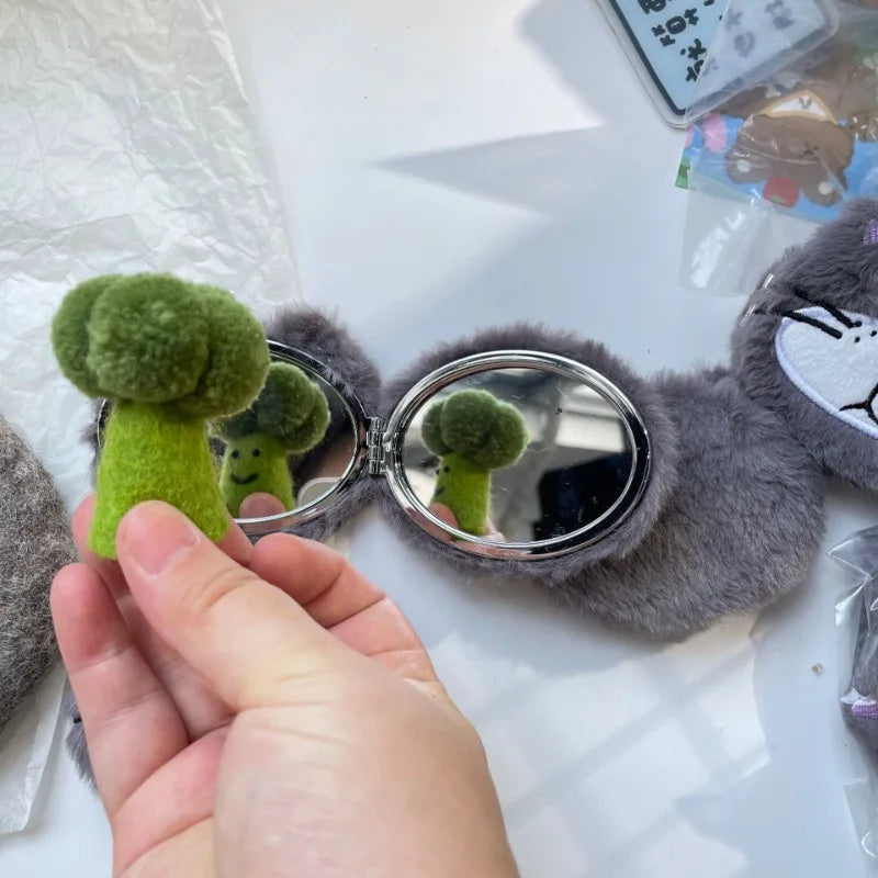 Disney Cinderella Lucifer Cat Kawaii Makeup Mirror with Magnifying Glass Portable Flip Cover Two-Sided Foldable Plushes Mirror