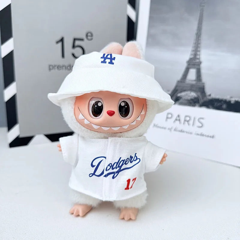 The first, second and third generations of Labubu clothes pendant Labubu sitting baby clothes LA baseball suit trend