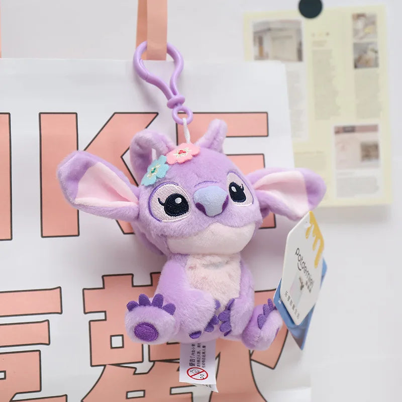 Kawaii Disney Stitch Angel Plush Stuffed Toys Purple Anime Lilo&Stitch Doll Cute Keychain Pendant Birthday Gift For Kid Girl