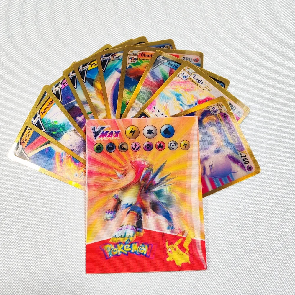 New Pokemon 3D Shining Rainbow Cards English Vmax Gx Charizard Pikachu Trading Game Collection Battle Card Children Toys Gift