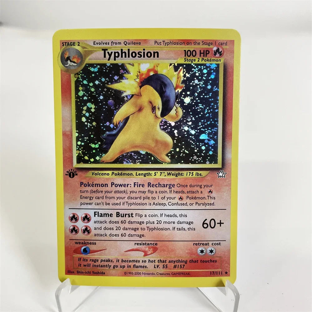 Holographic PKM Collection Cards PTCG Proxy Card Blue Core Paper Card Kids PKM Charizard/Typhlosion/Feraligatr/Pichu