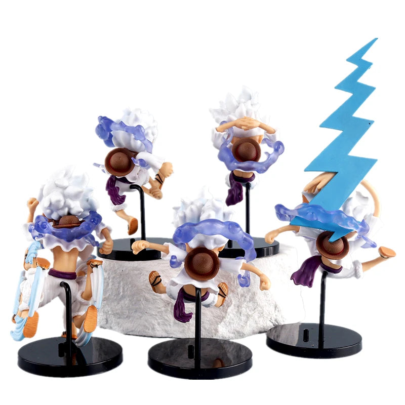 5pcs/set Anime One Piece Figure Q Version GEAR5 Sun God Nika Luffy Action Figures PVC Model Toys Statue Collection Kids Gifts