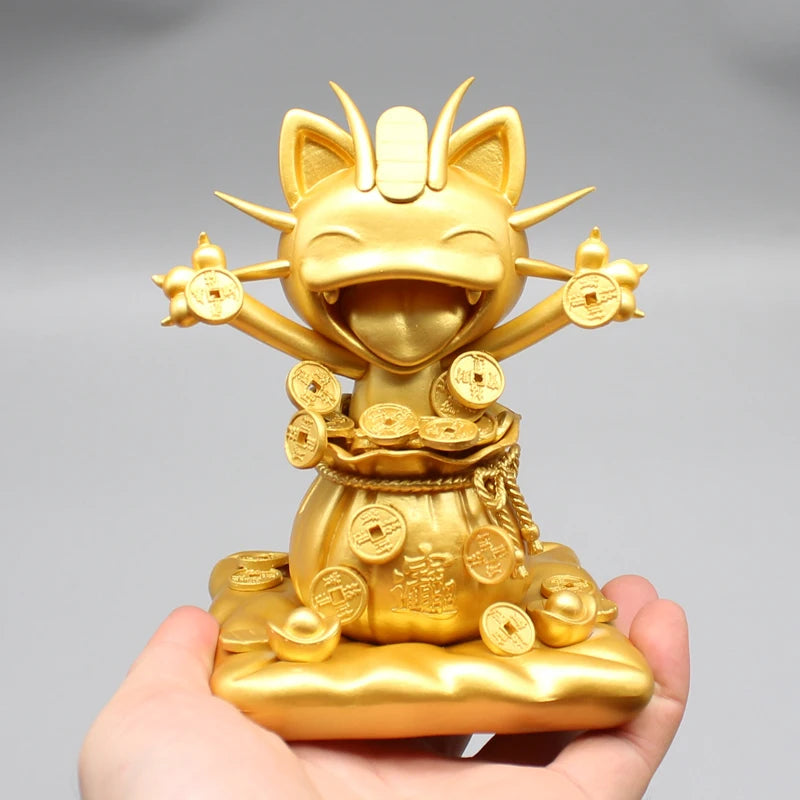 13cm Pokemon Meowth Sprinkle Gold Coins Anime Figure Model Gk Statue Boys Collection Desktop Decoration Ornament Cute Toys Gift