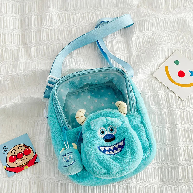 Cute Monsters University Sulley Blue Monster Doll Plushie Bag - Round or Square Shape Soft Toy as a Birthday Gift