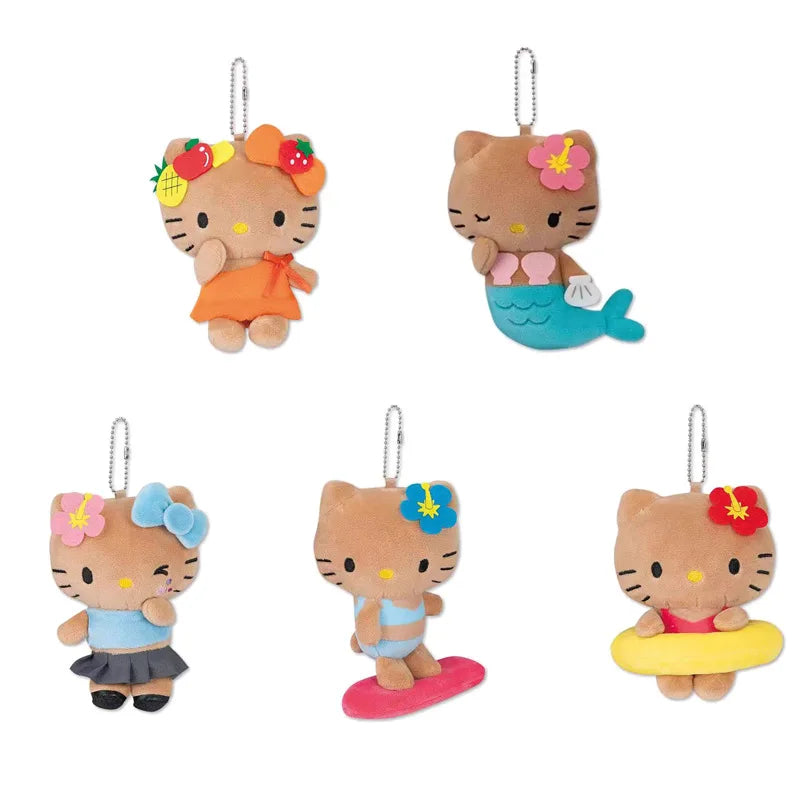 Kawaii Sanrio Cartoon Hello Kitty Mermaid Surfboard Toys Backpack Pendant Charm Fashion Accessories Keychain Girl Birthday Gifts