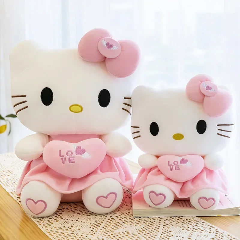 23cm Kawaii Anime KT Cat Plush Doll Sanrio KT Cat Plush Toys Pillow Soft Stuffed Cute Pink Doll Cartoon Decoration Gift
