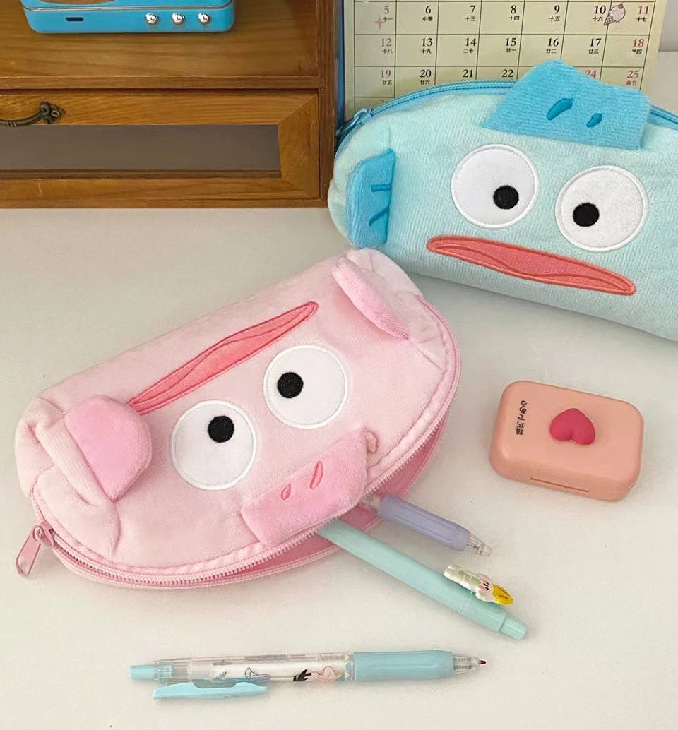 Anime Hangyodon Plush Pencil Case Cartoon Student Stationery Pouch Large Capacity Cosmetic Storage Bag for Kids Girl Gift