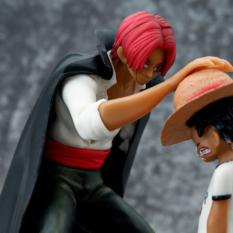 18CM One Piece Anime Four Emperors Shanks Straw Hat Luffy PVC Action Figure Figurine GK Model Toys Ornament Gift For Children