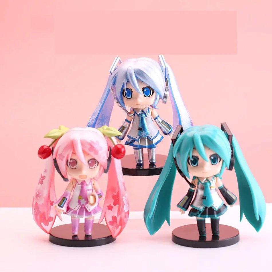 Hatsune Miku Figure Mini Character Ornaments Kawai Pink Green Hatsune Home desk Decoration