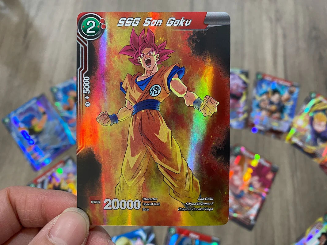 New 50pcs English Dragon Ball Z GT super card Goku Vegeta Frieza does not repeat high combat power game battle collection card