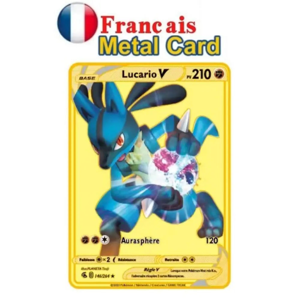 New Pocket Monster French Card Metal Gold Vmax GX Energy Card Charizard Pikachu Rare Series Combat Coach Card Children's Toy Gif