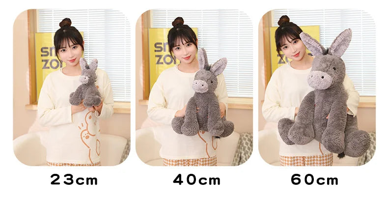 23/40/60CM Cute Burro Peluche Toys Lovely Grey Donkey Plush Dolls Stuffed Soft Animal for Baby Infant Birthday Room Decor Gifts