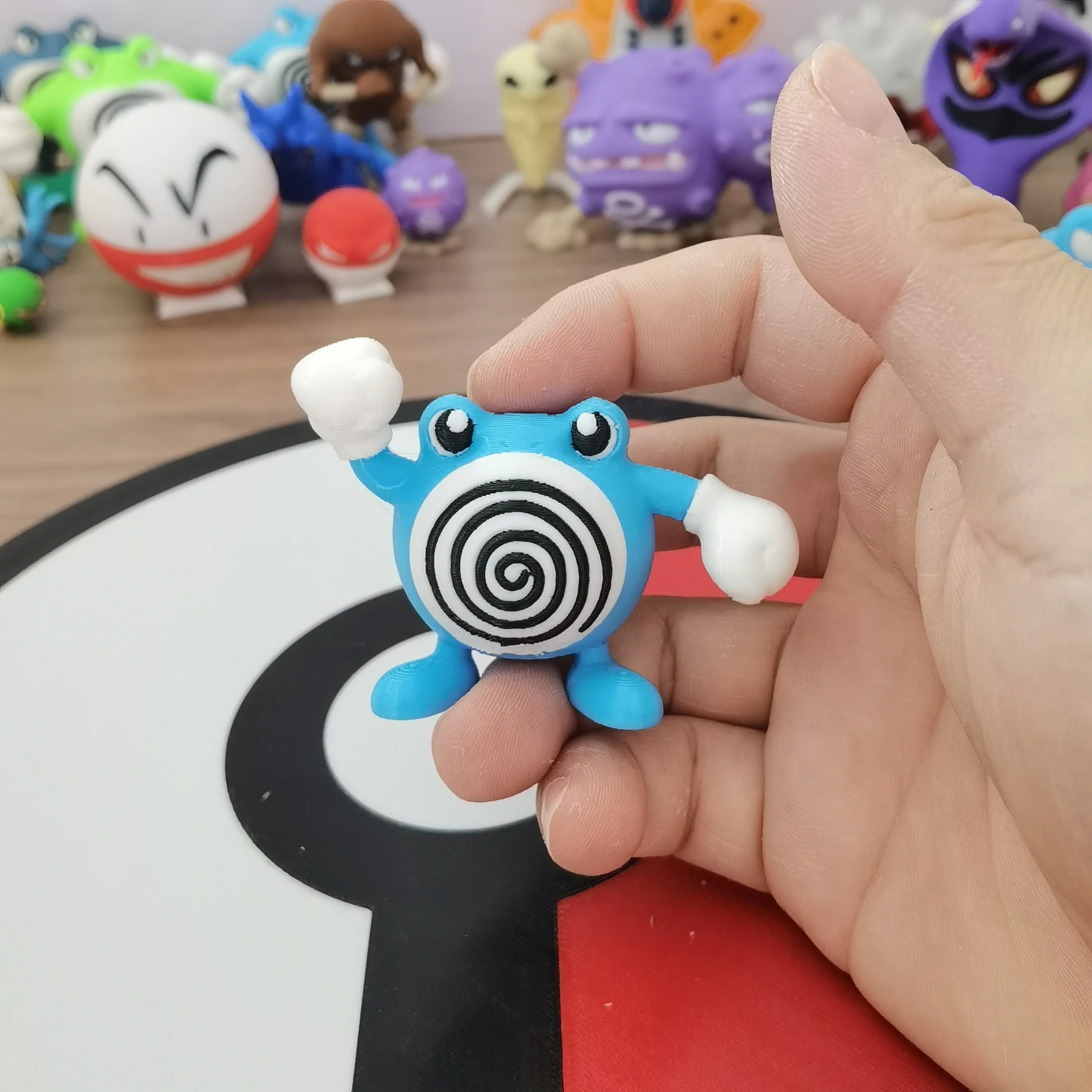 Pokemon Anime Figures Poliwag Poliwhirl Poliwrath Proportion World 1:20 Diy 3d Printing Cartoon Character Desktop Model Toy Gift