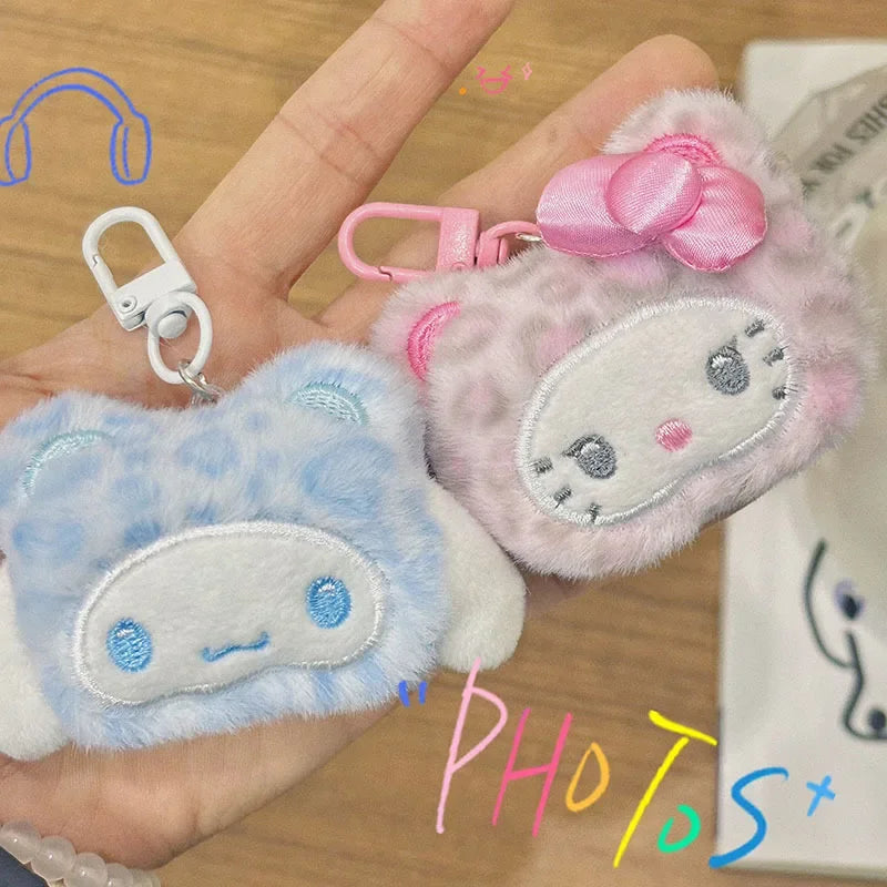 Sanrio Hello Kitty Cinnamoroll Plush Doll Keychain Anime Backpack Pendant Decoration Cute Cartoon Plush Toy Girls Birthday Gifts
