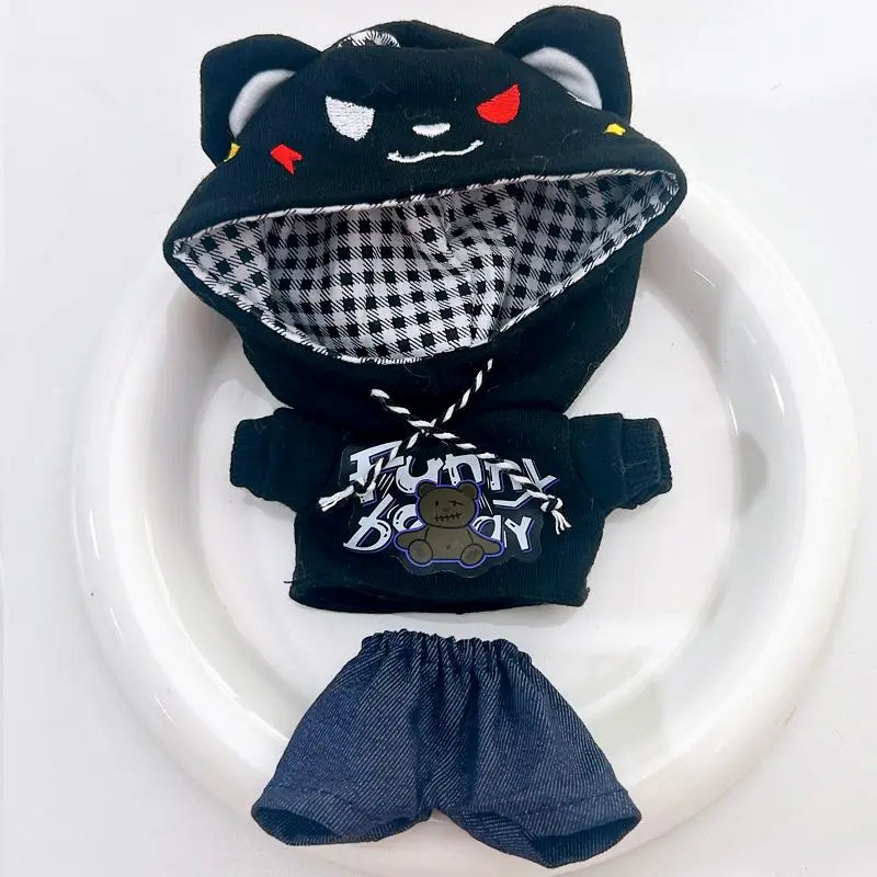 17cm Labubu I II Idol Dolls Cute Mini Plush Doll'S Clothes Korea Kpop Exo Idol Dolls DIY Accessories Gifts Bear Hoodie Set