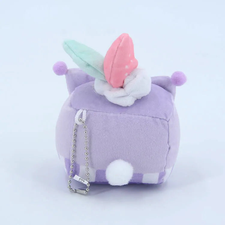 10pcs/lot Sanrio Square Birthday Cake Cat Dog 10CM Pendant Keychain Plush Doll Stuffed Toy