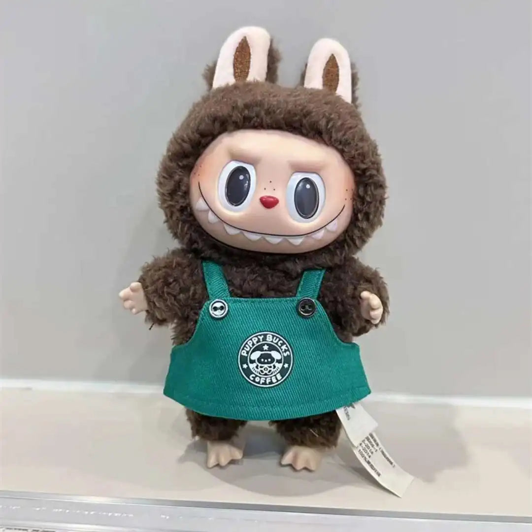 Labubu 17cm Doll's Clothes The Monsters Outfit Accessories Clothing Cartoon Green Coffee Dress Shoes (No Doll)