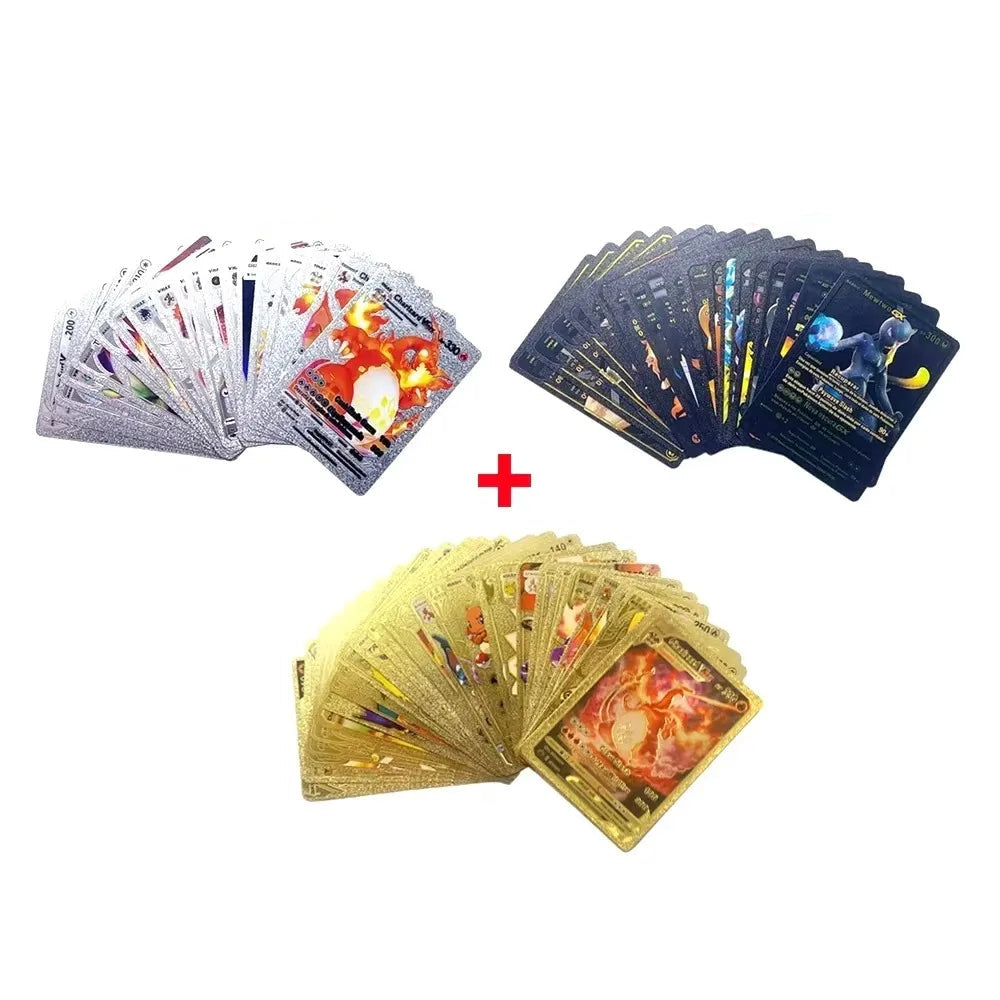 Pokemon Cards French Pikachu Gold Silver Black Silver Vmax GX V English Spanish French German Pokemon Collection Card Toys Gifts