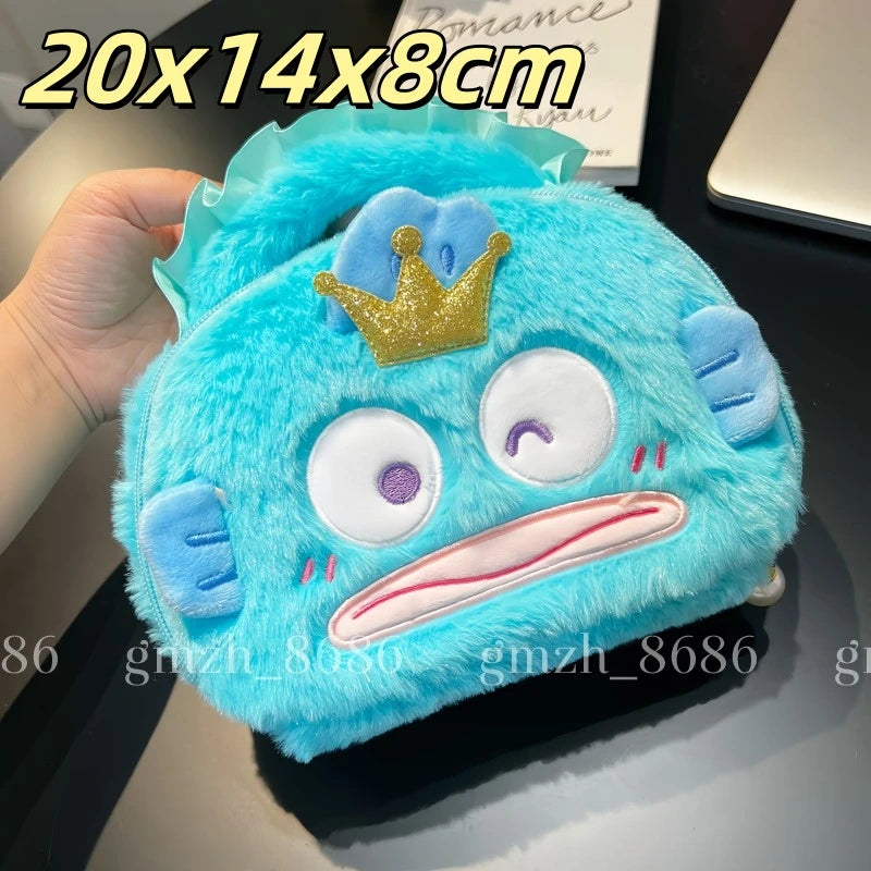 Cartoon Hangyodon Handbag Lovely Japanese Style Plush Bag Bento Bag Shopping Bag Cute Anime Cosmetic Bag High-capacity Girl