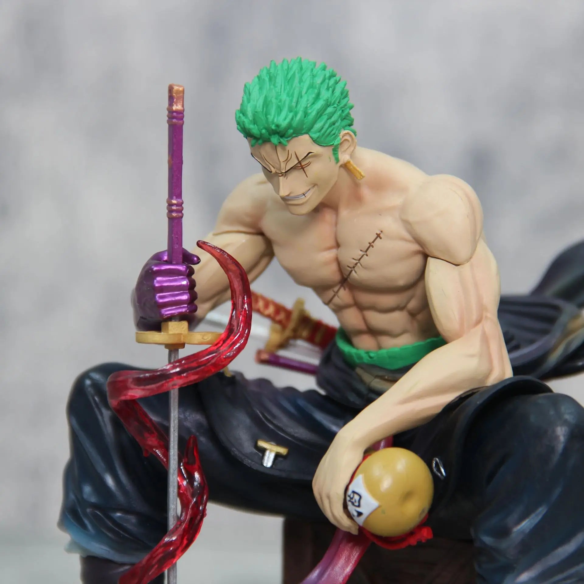 15cm One Piece Zoro Anime Figures Sit Roronoa Zoro Action Figurine 2 Heads Pvc Statue Room Collection Model Decoration Toys Gift