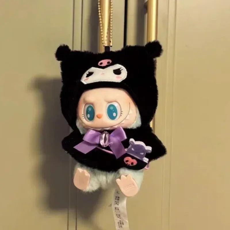 Hot Sanrio Labubu Cape Set Cute Sitting Party KT Melody Kuromi Clothes Monster Vinyl Doll Clothing Christmas Gift Toys