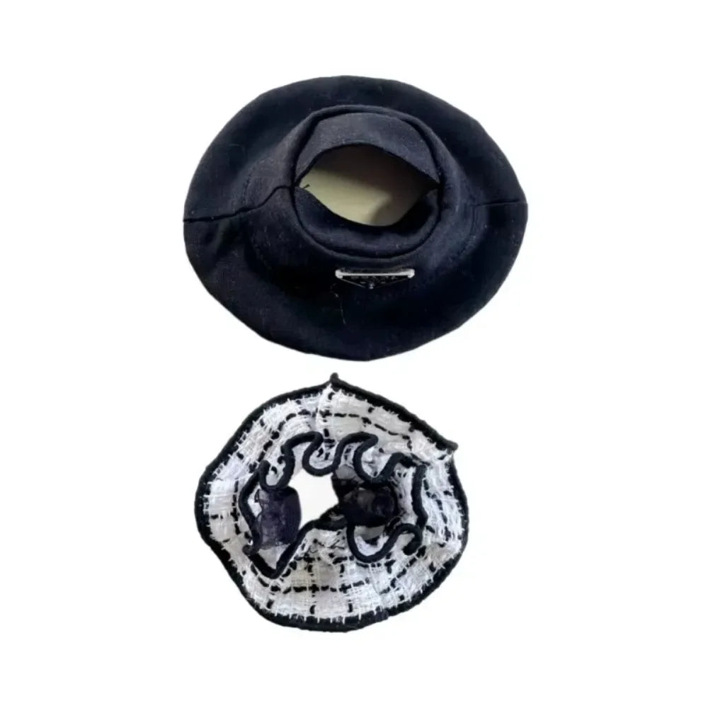 For 17cm Labubu Doll Clothes Set V1 V2 Doll Clothing Accessories Black & White Simple Fragrant Skirt & Hat Outfit