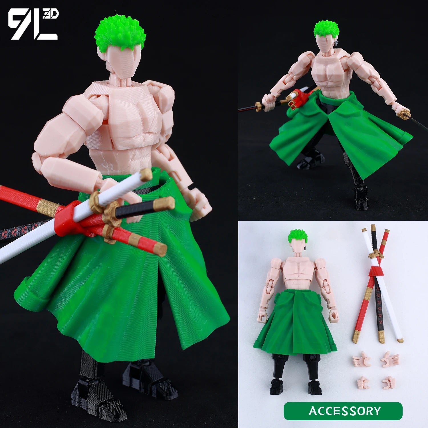 9L 3D Printed Demon Slayer Tanjiro Kamado Lucky Dummy 13 Movable Shapeshift Action Figures Mannequin Toys for Anime Fans