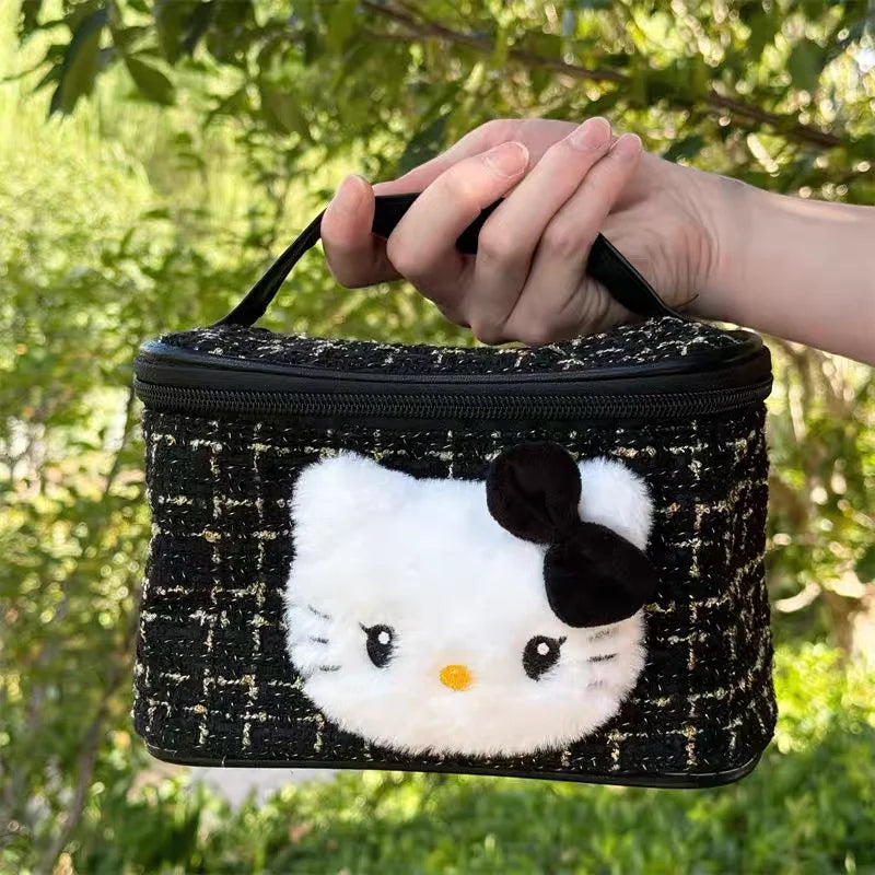 Sanrio Hello Kitty black Sweetheart Cosmetic Bag Cute Kitty Cat Portable Canvas Travel Sundries Storage Bag Coin Purse gifts
