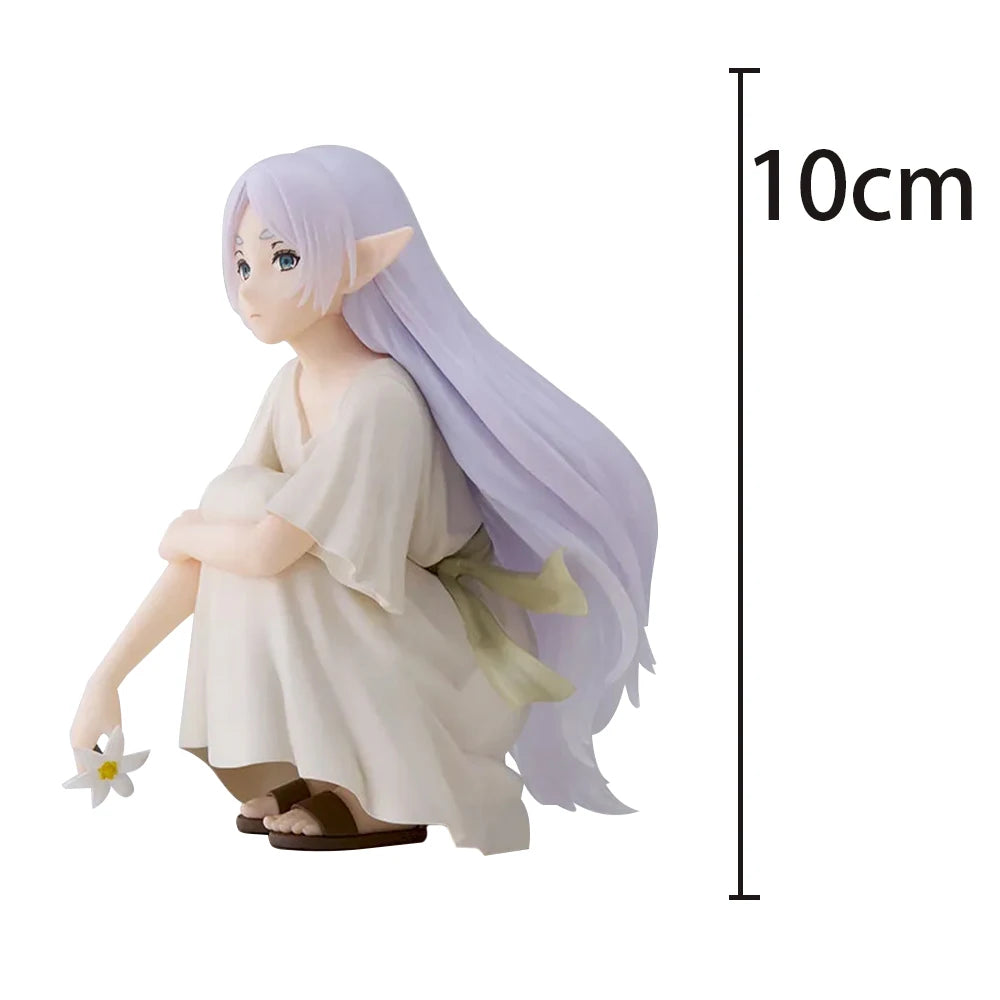 10cm Anime figure Frieren squat posture white skirt  action figures Frieren figurine Doll PVC Model Toy Collection Statue  Gift