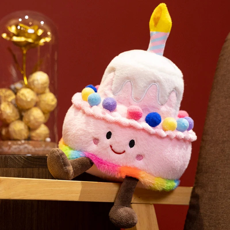 Jelly Cat Strawberry Cake Plush Toys Plush Food Dessert Pillow Kawai Sweet Birthday Cake Candle Party Decoration Creative Gifts