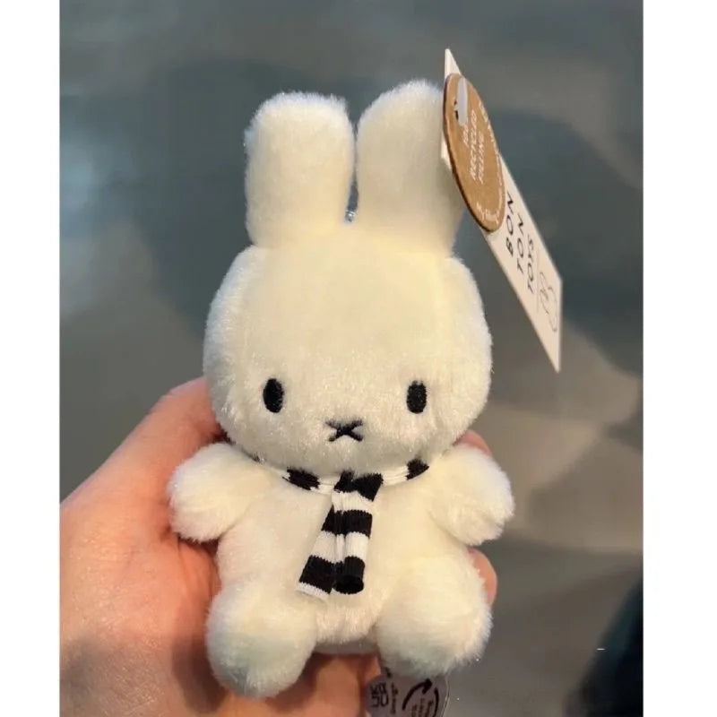 Miffy Plush Doll Black and White Striped Scarf Hanging Pendant Christmas Gift