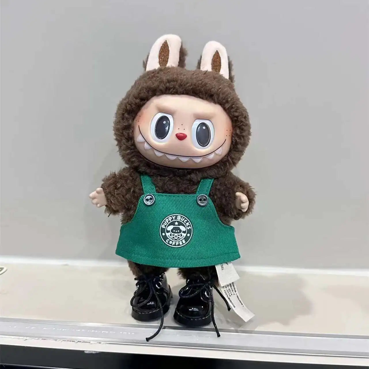 Labubu 17cm Doll's Clothes The Monsters Outfit Accessories Clothing Cartoon Green Coffee Dress Shoes (No Doll)