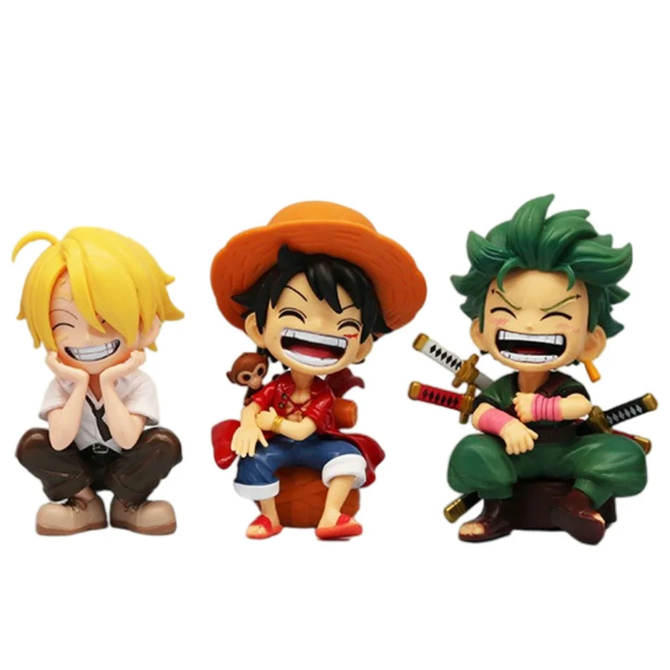 13cm Anime Figure One Piece Monkey D Luffy Roronoa Zoro Kawaii Toys Car Decoration PVC Model Gift