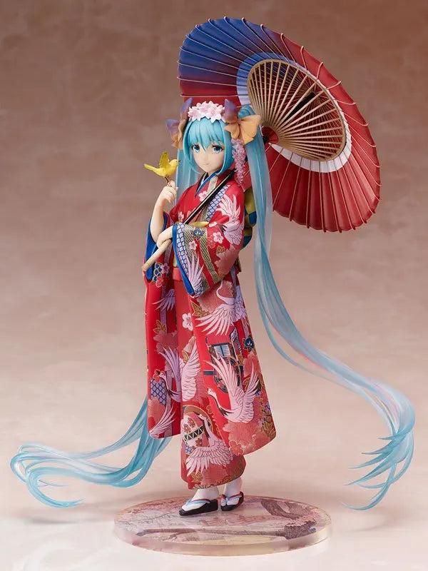 24CM Anime umbrella Kimono Stronger Hatsune Miku Figure Girl Statue Toys Gift Kawaii Doll Desktop Ornament Christmas Present