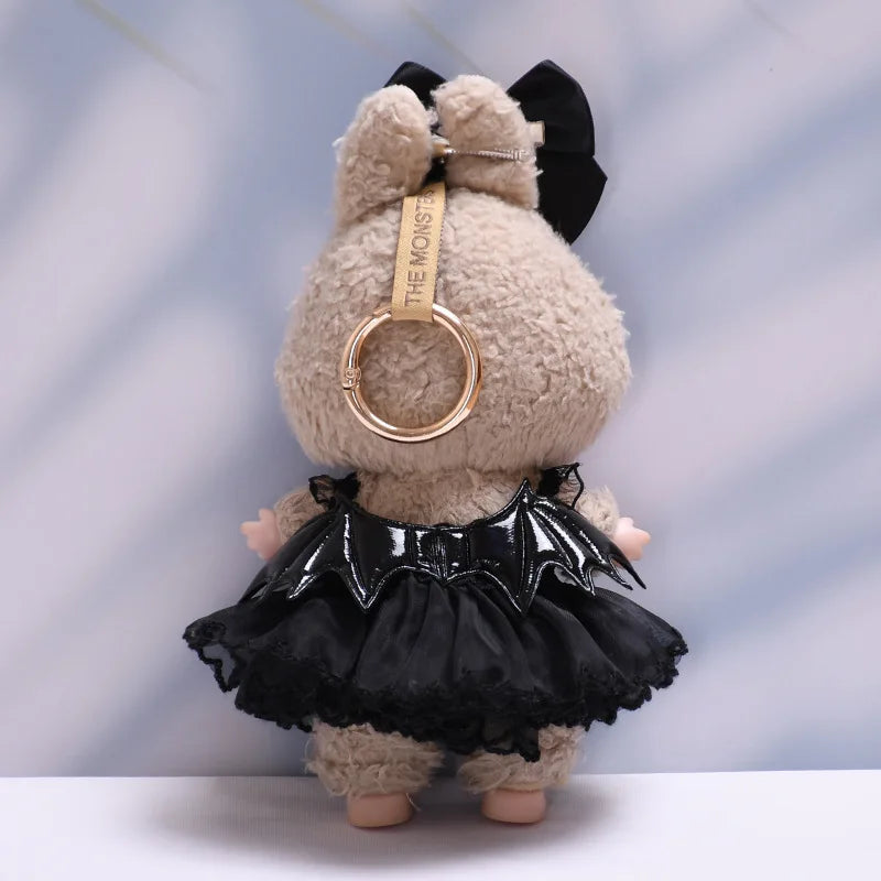 Labubu Clothes Fashion Gothic Style Skirt Labubu Doll Clothes Pendant Little Devil Strap Skirt 15/17cm Plush Doll Universal (No Doll)