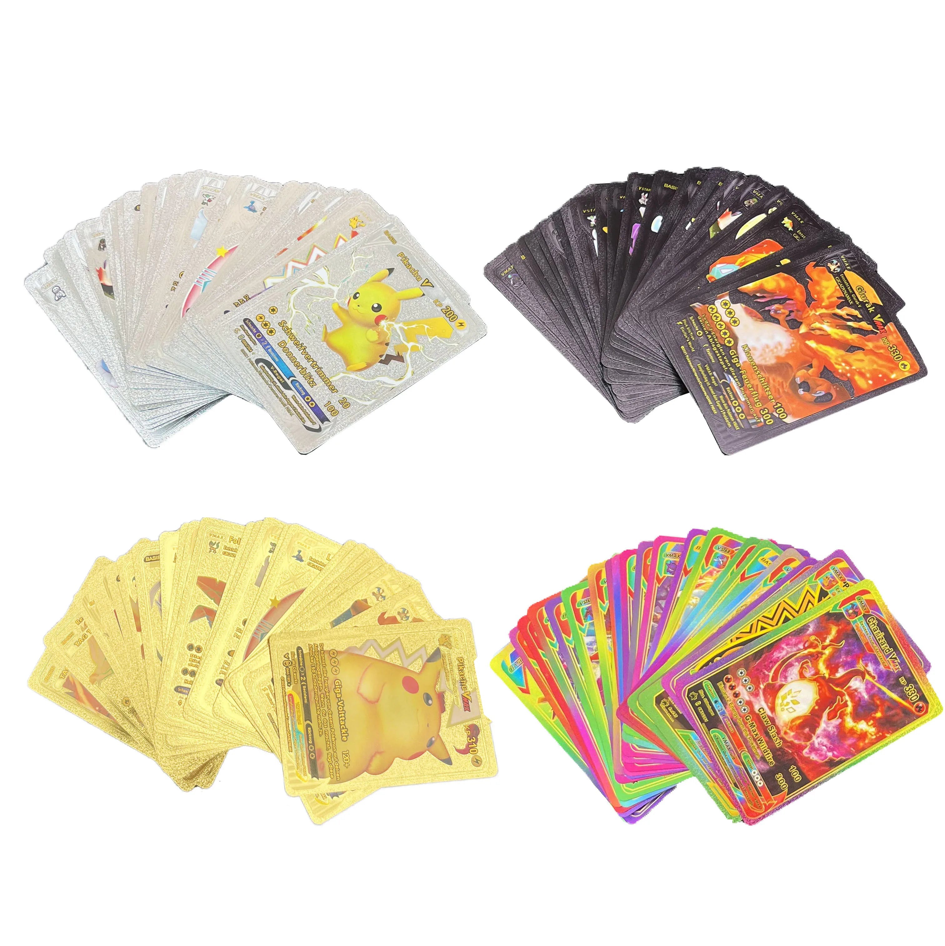 Pokemon Cards French Pikachu Gold Silver Black Silver Vmax GX V English Spanish French German Pokemon Collection Card Toys Gifts