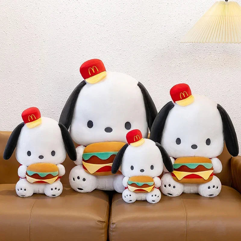 Sanrio Pochacco Series Hamburger Pochacco Plush 52cm Pillow Dolls Puppy Plushies Doll Home Decor Kids Toys Birthday Holiday Gift