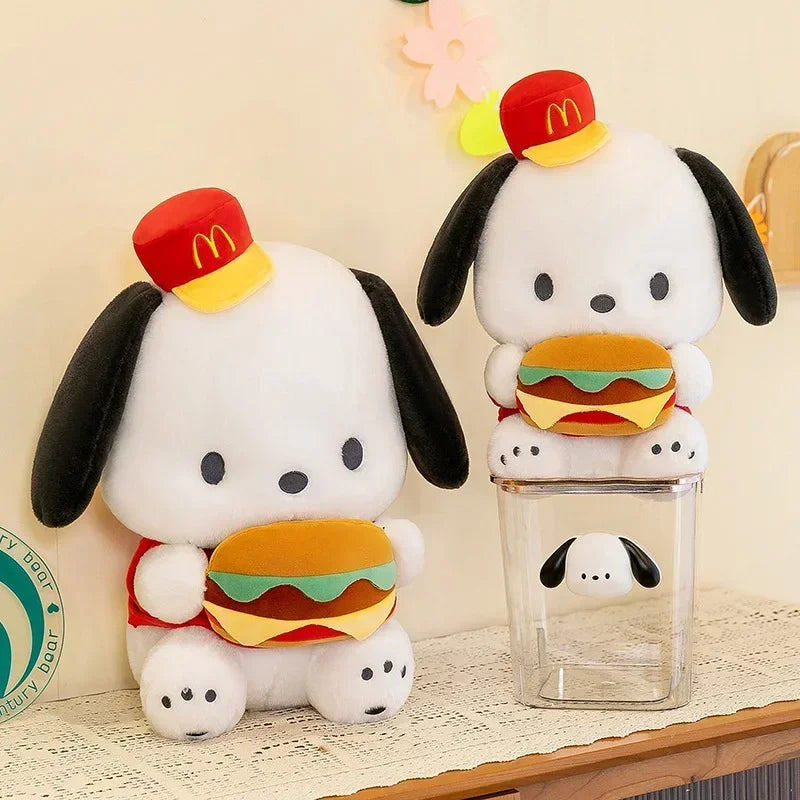 Sanrio Pochacco Series Hamburger Pochacco Plush 52cm Pillow Dolls Puppy Plushies Doll Home Decor Kids Toys Birthday Holiday Gift