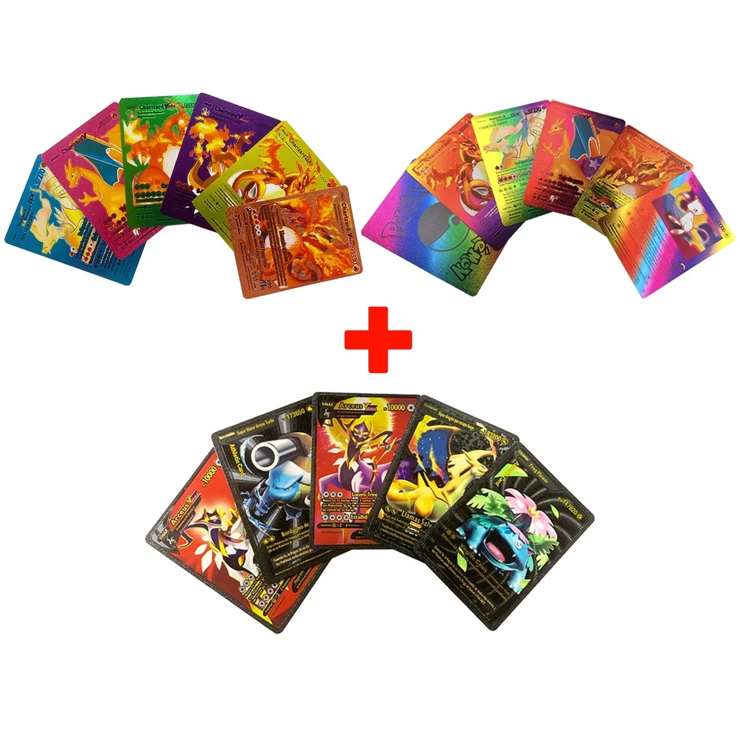 Pokemon Card English Spanish French German Gold Colorful Vmax GX EX V Cards Pikachu Charizard Rare Collection Battle Gifts Toys