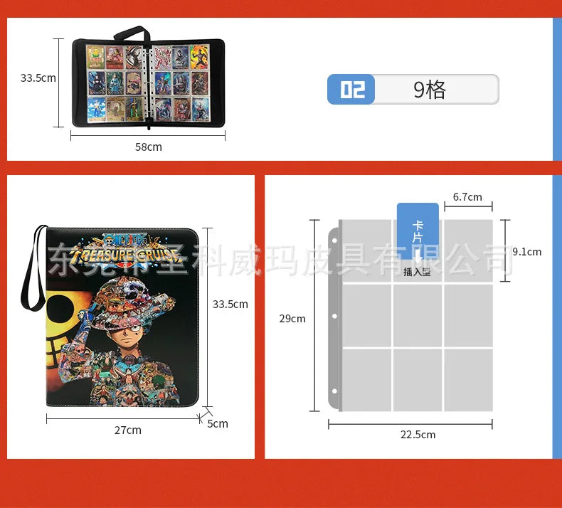 540Pcs 9 Pocket Anime One Piece Luffy Zoro Cards Book zipper PU leather Cards Binder Display Game Collection Card Kids Toy Gift