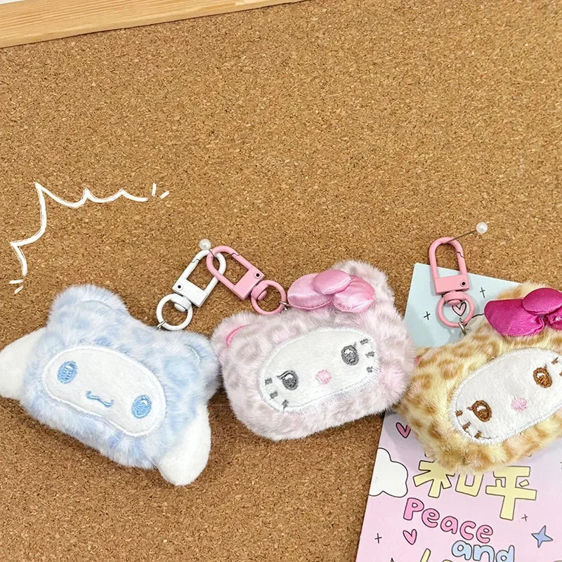 Sanrio Hello Kitty Cinnamoroll Plush Doll Keychain Anime Backpack Pendant Decoration Cute Cartoon Plush Toy Girls Birthday Gifts