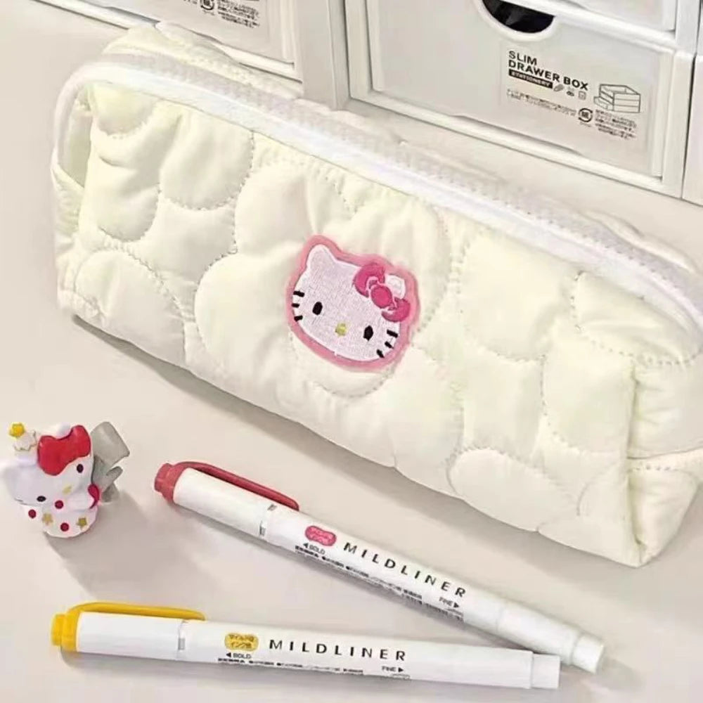Sanrio Hello Kitty Large Capacity Pencil Case Anime Cute Kt Cat School Supplies Stationery Bag School Prizes Gifts For Girls