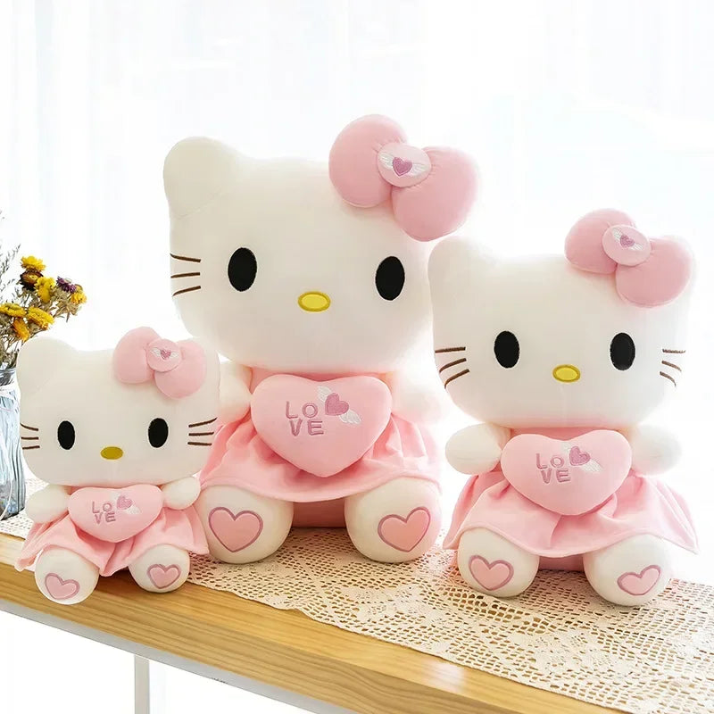 23cm Kawaii Anime KT Cat Plush Doll Sanrio KT Cat Plush Toys Pillow Soft Stuffed Cute Pink Doll Cartoon Decoration Gift